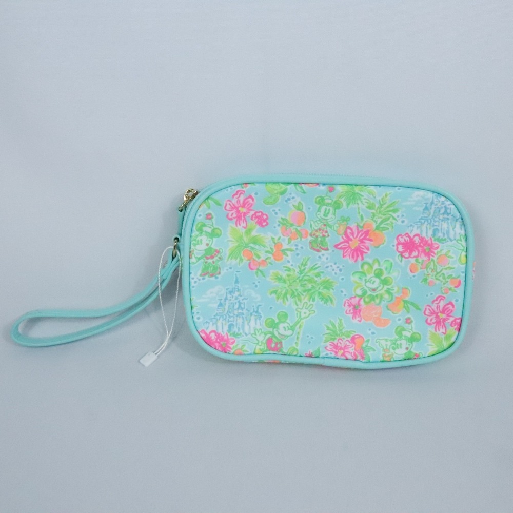 Disney Parks Lilly Pulitzer Mickey & Minnie Castle Floral Print Gillie Wristlet